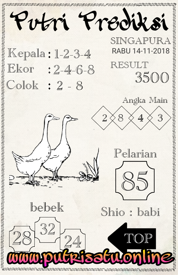 SYAIR TOGEL SINGAPORE 14 NOVEMBER 2018