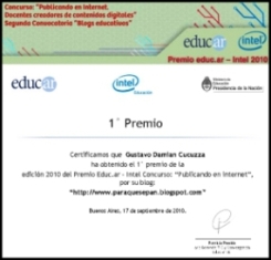 1er. premio - Concurso de Blogs educativos