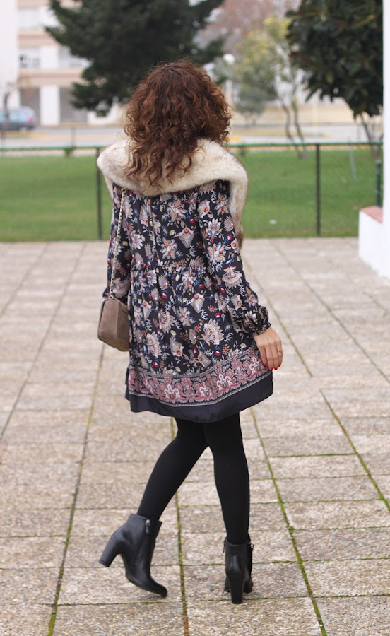 Vestido Boho & Cuello de Pelo