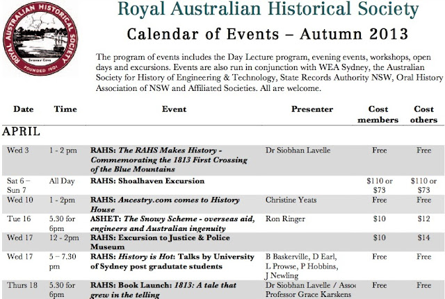 History, Heritage & Museums - Connecting!: RAHS - Calendar of Events