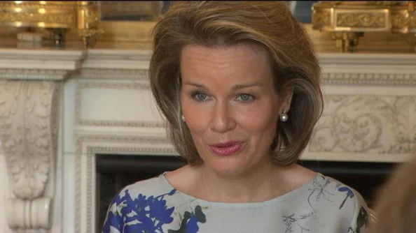 Queen Mathilde of Belgium attends a congress on various forms of bullying at the Royal Palace in Brussels