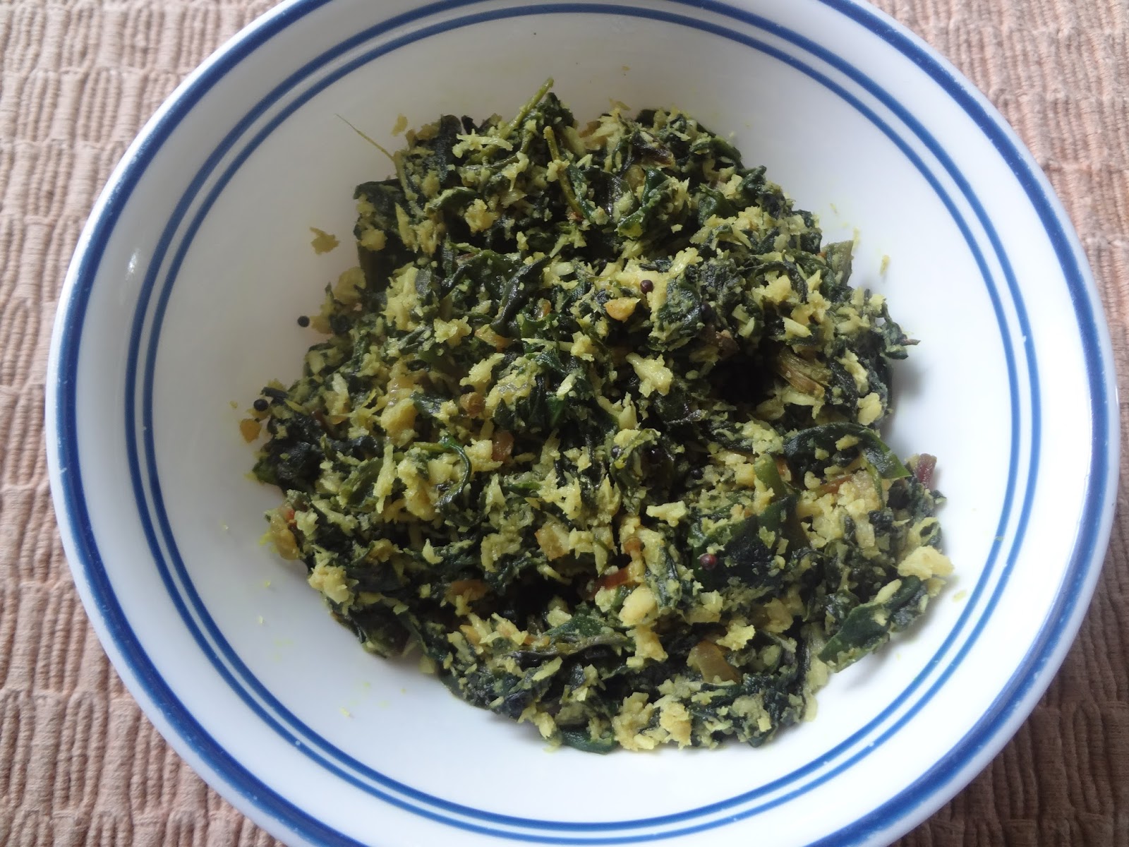 Suma's Recipes Malabar spinach with coconut