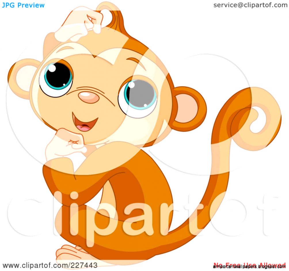 Free Cute Cartoon Monkey Clipart Illustration