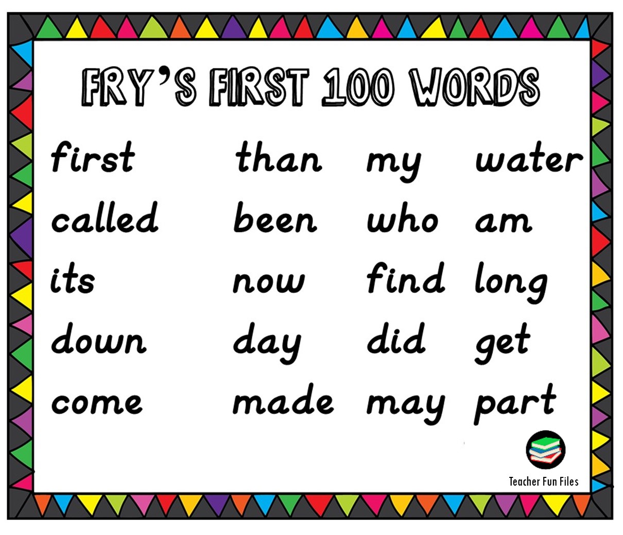 Teacher Fun Files: Fry's Second 100 Sight Words Chart