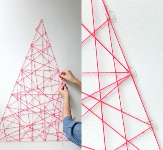 Árbol de Navidad moderno con cuerda Haz un Árbol de Navidad con lana de colores y ventosas