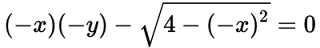 symmetric with respect to the origin because xy - sqrt(4 - x^2) = 0