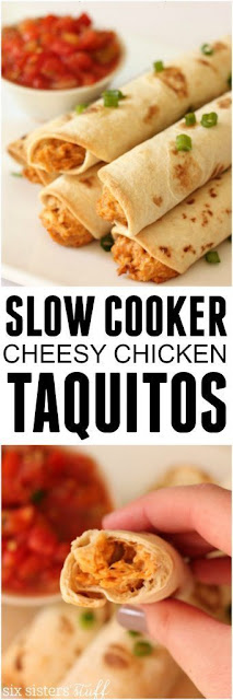 SLOW COOKER CHEESY CHICKEN TAQUITOS