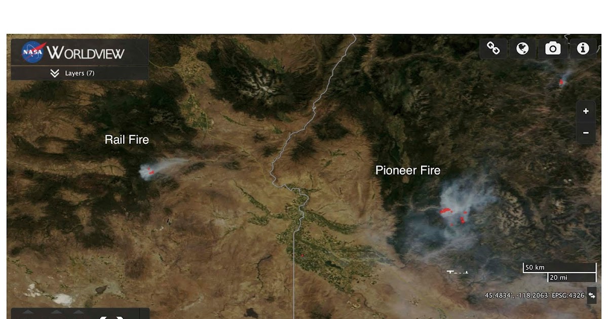 Idaho Smoke Information Satellite image of Pioneer Fire