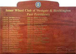 Honours boards with vinyl letters in gold for the Inner whell club of westgate and birchington rotary club past presidents.