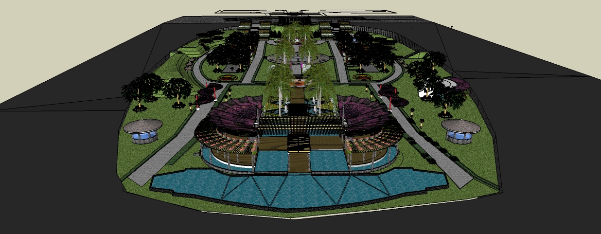 Desain Taman Kota Sketchup