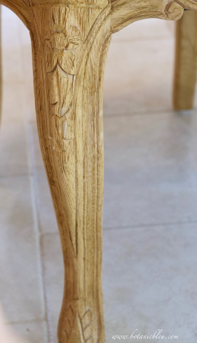 French Country cane back dining chair with curved wood legs