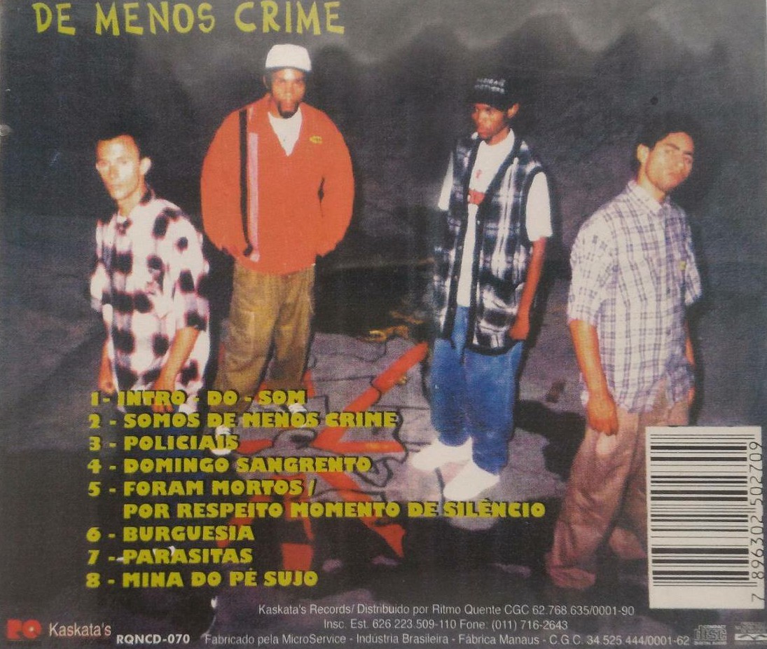 De Menos Crime – Na Sua Mais Perfeita Ignorância - (CD - 1995) VERSO