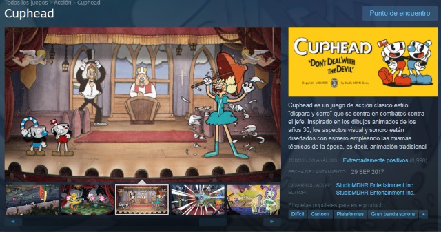 Disponible el juego de Cuphead para PC mediante Steam (Microsoft Windows)
