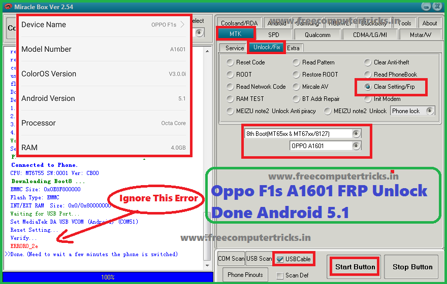 How to Bypass FRP Lock of OPPO F1s (A1601)