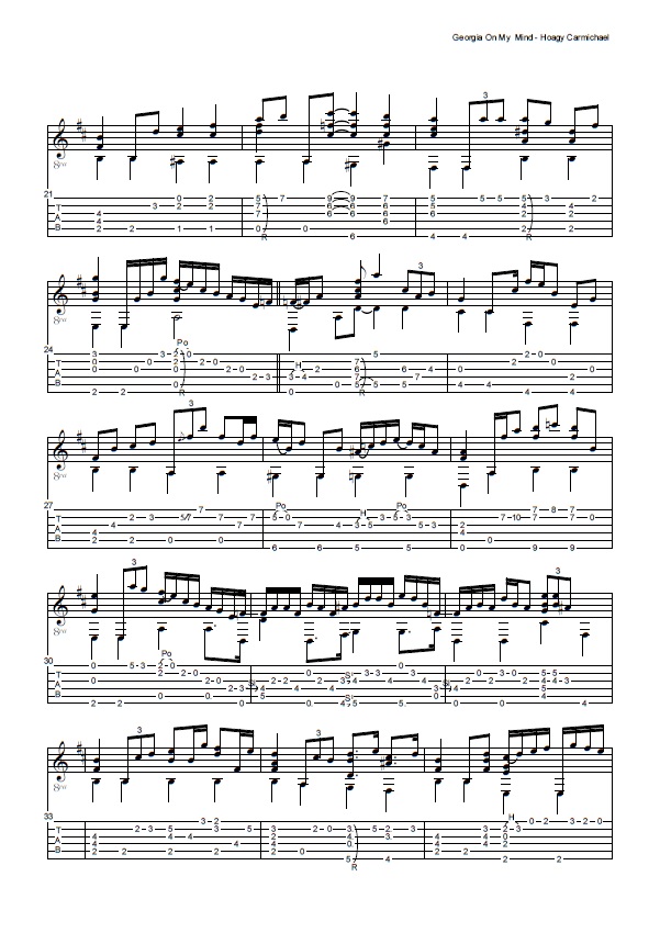 Hoagy Carmichael on my mind Partituras para Guitarra