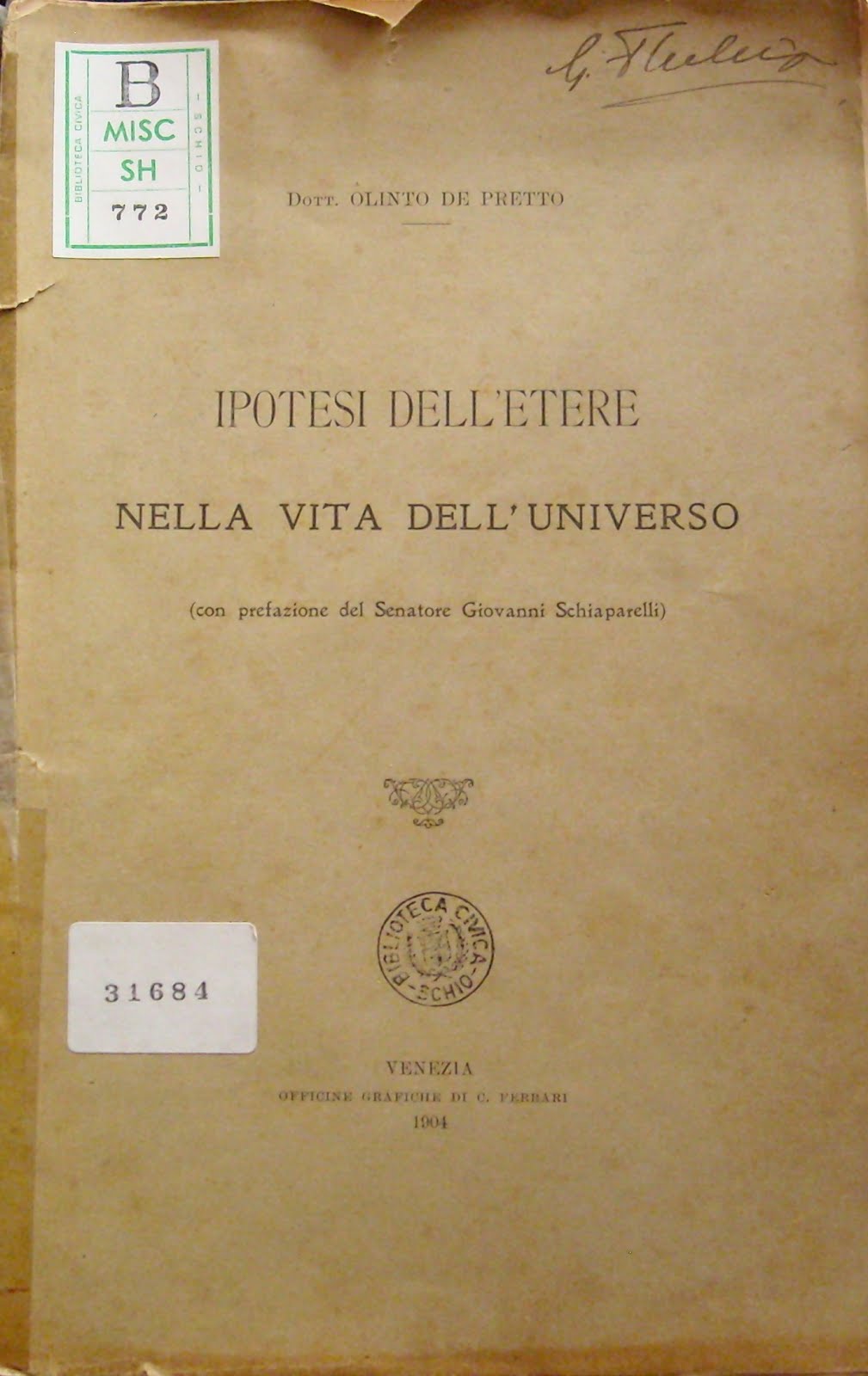 Ipotesi Dell'Etere Nella Vita Dell'universo - Biblioteca Schio
