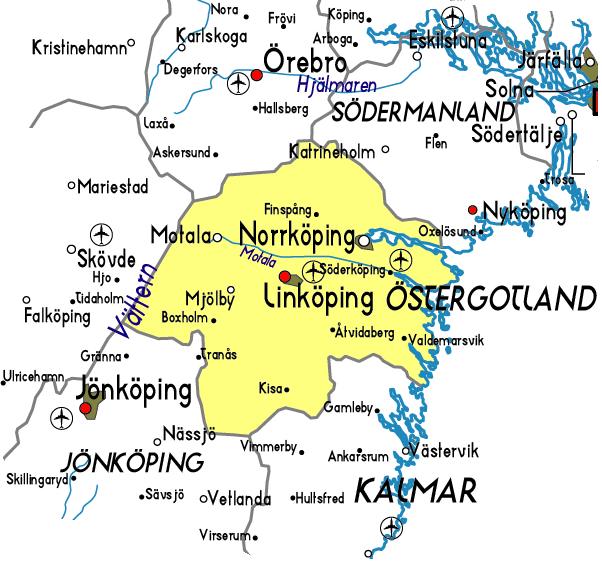 Ostergotland Map Province City | Map of Sweden Political Region