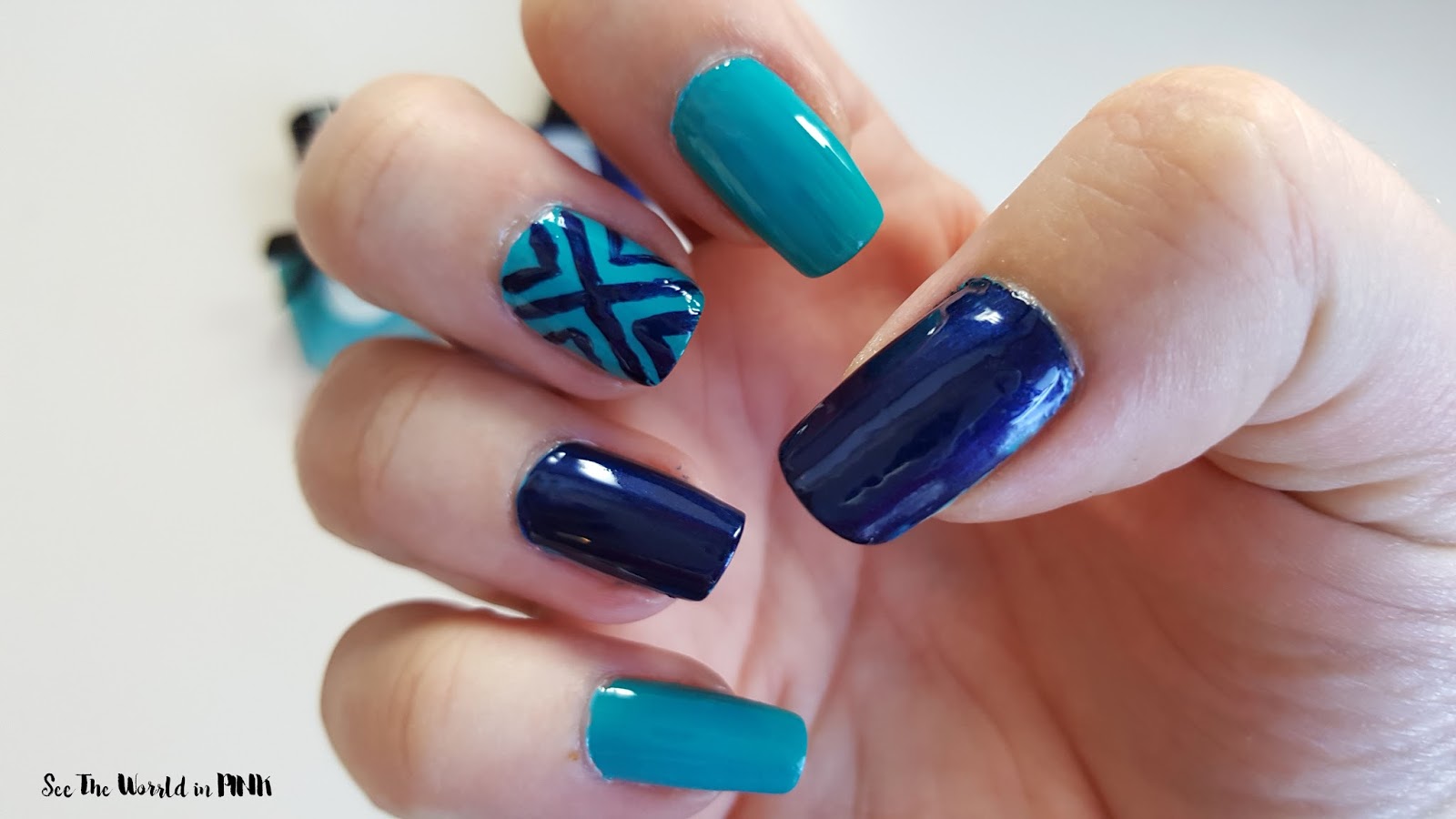 Manicure Monday Ciate Blue Geometric Nails! See the World in PINK
