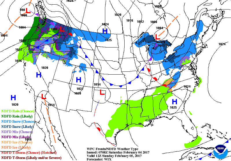 Surface Map for Sunday at 7 am Surface Map for Sunday at 7 am