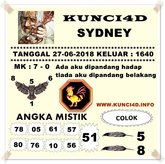 KODE SYAIR SYDNEY RABU 27 JUNI 2018 KODE SYAIR KALONG
