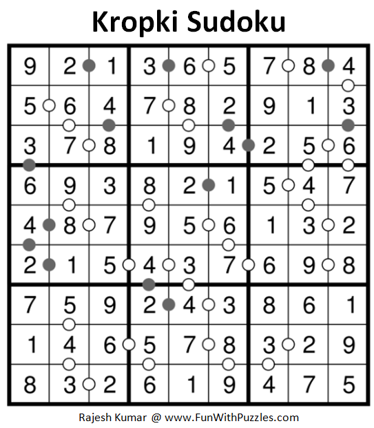 Kropki Sudoku Puzzles (Fun With Sudoku 237) Solution