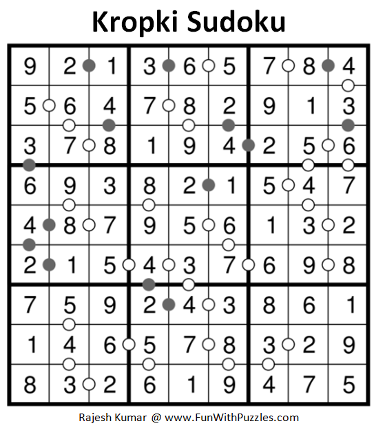 Kropki Sudoku Puzzles (Fun With Sudoku #237) Solution