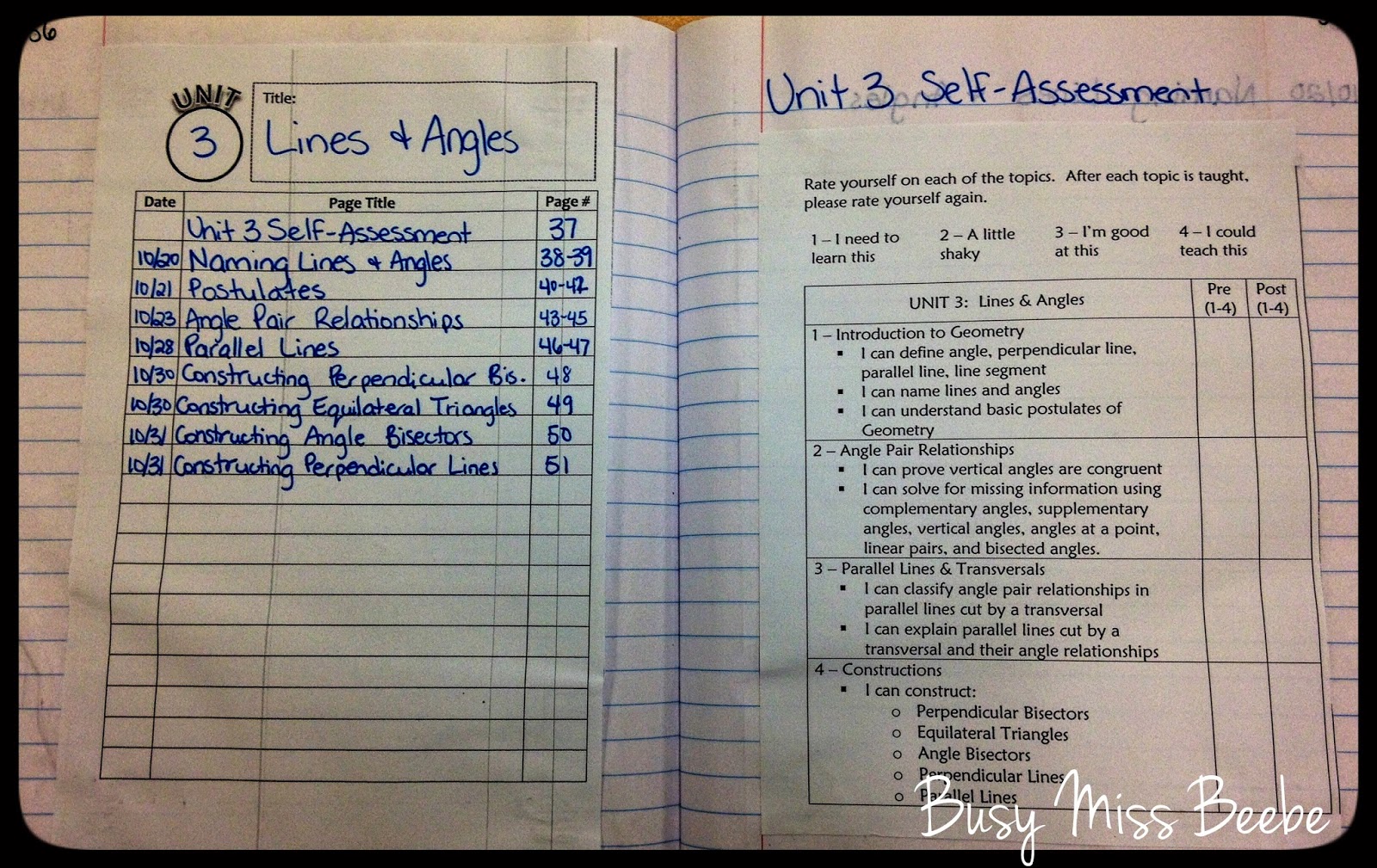 Busy Miss Beebe: 2014-2015 Geometry INB Unit 3 (Lines & Angles)