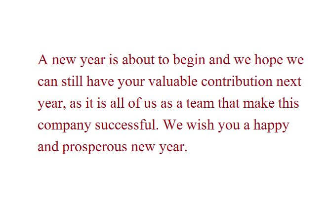 Happy New Year wishes for Employees