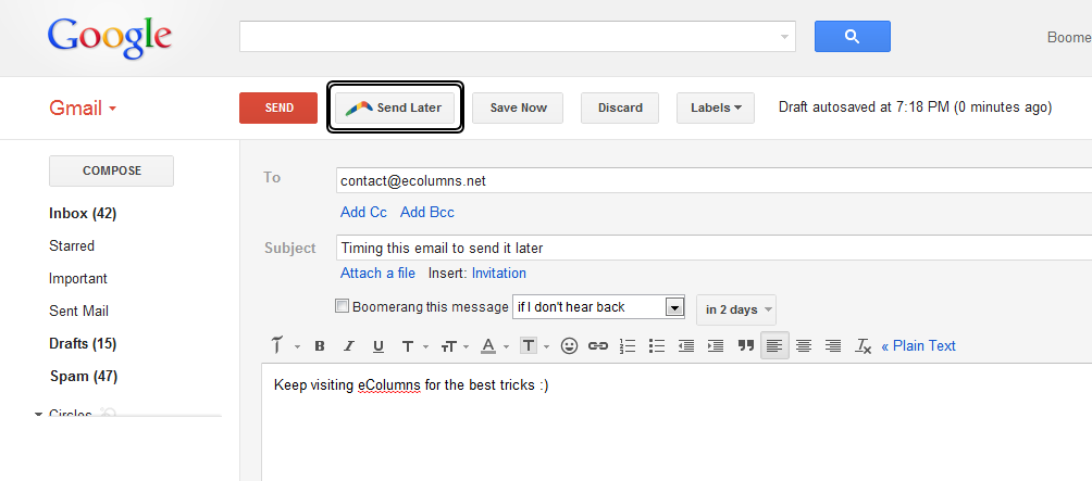 does boomerang for gmail tell people