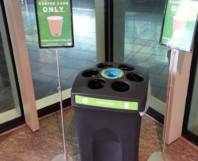 Simply Cups coffee cup collection and recycling bin at QUT