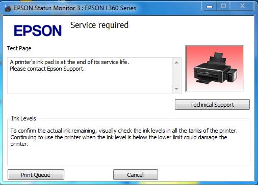 Reset Epson L360 printer with Epson adjustment program
