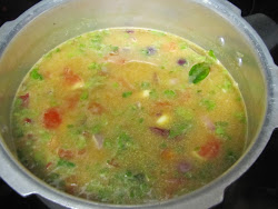 dal sadam moong pasi paruppu rice whistles allow pressure cook
