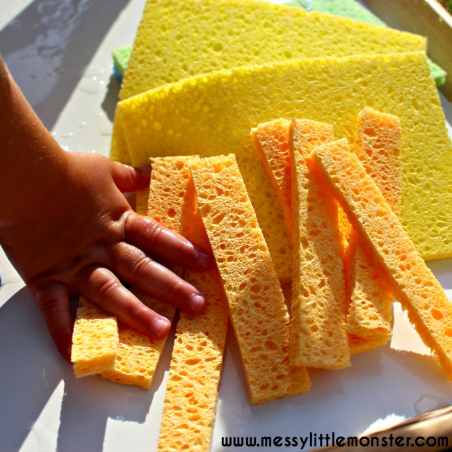 How to make DIY sponge water bombs.  Summer activity ideas for kids. 