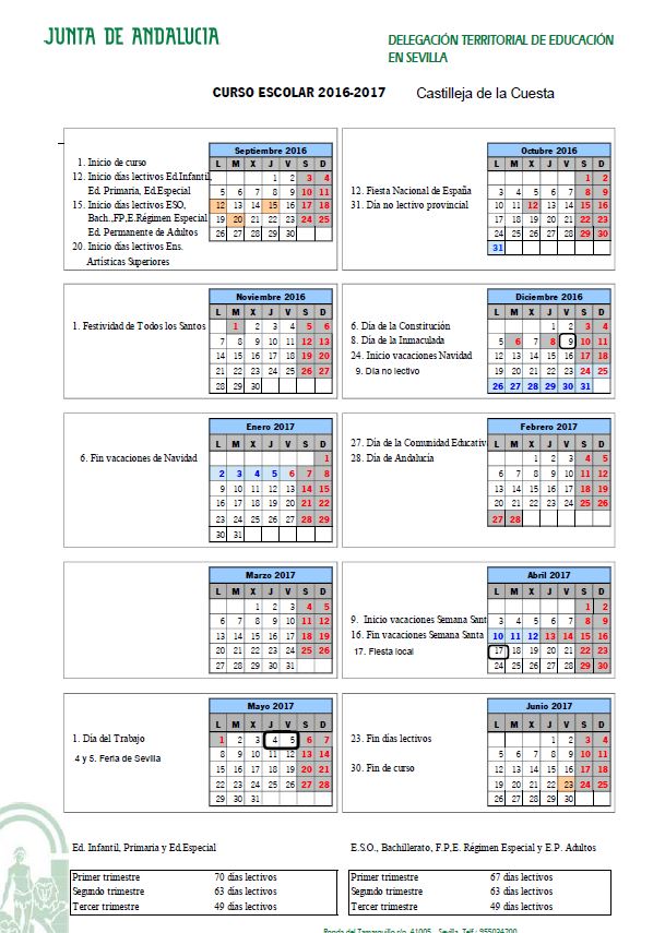Calendario Escolar 2016-2017
