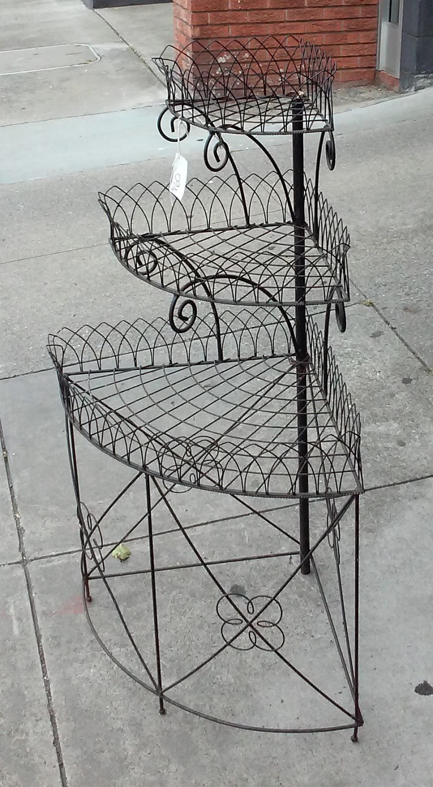 UHURU FURNITURE & COLLECTIBLES SOLD 4' Tall Vintage Iron Corner Shelf