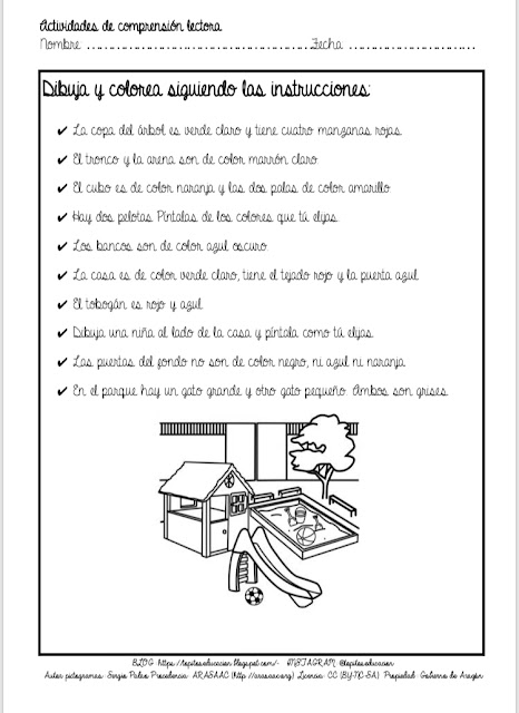 TOPITOS EDUCACIÓN: FICHAS PARA COLOREAR SIGUIENDO INSTRUCCIONES
