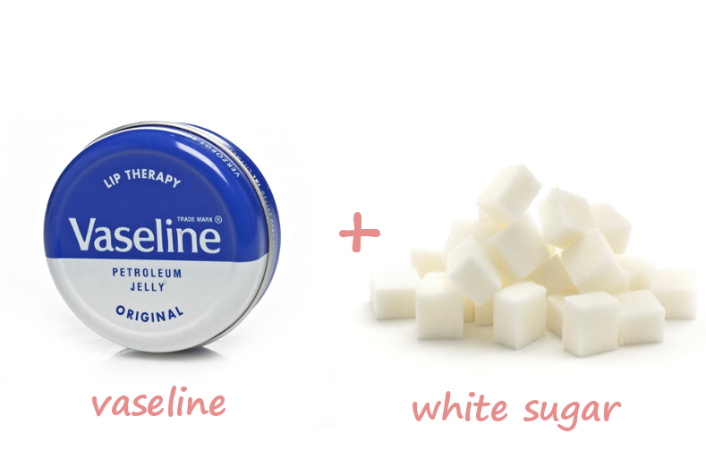 vaseline and white sugar on a plain background