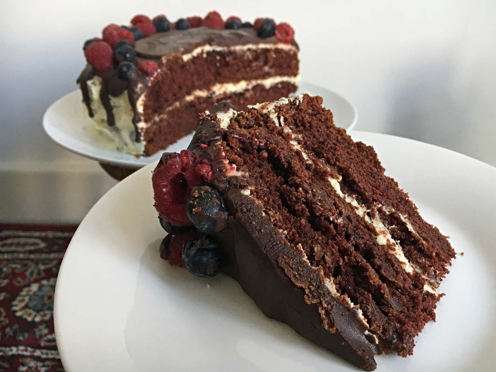 Chocolate Cake with Vegan Chocolate Ganache