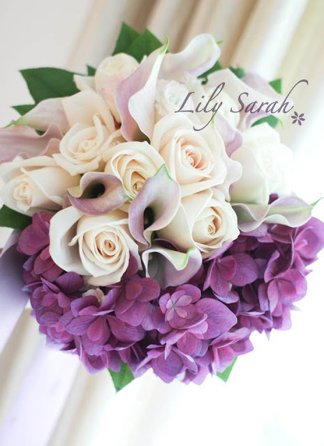 hydrangea, calla lily and rose bouquet by Lily Sarah