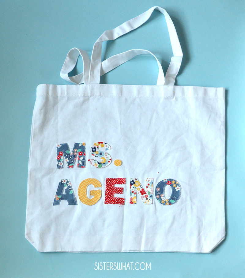 How to Cut out Fabric Letters and Add to a Bag - Sisters, What!