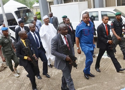History in the Making: Bukola Saraki Arrives at CCT to Face Trial for the Seventh Time (Photo)