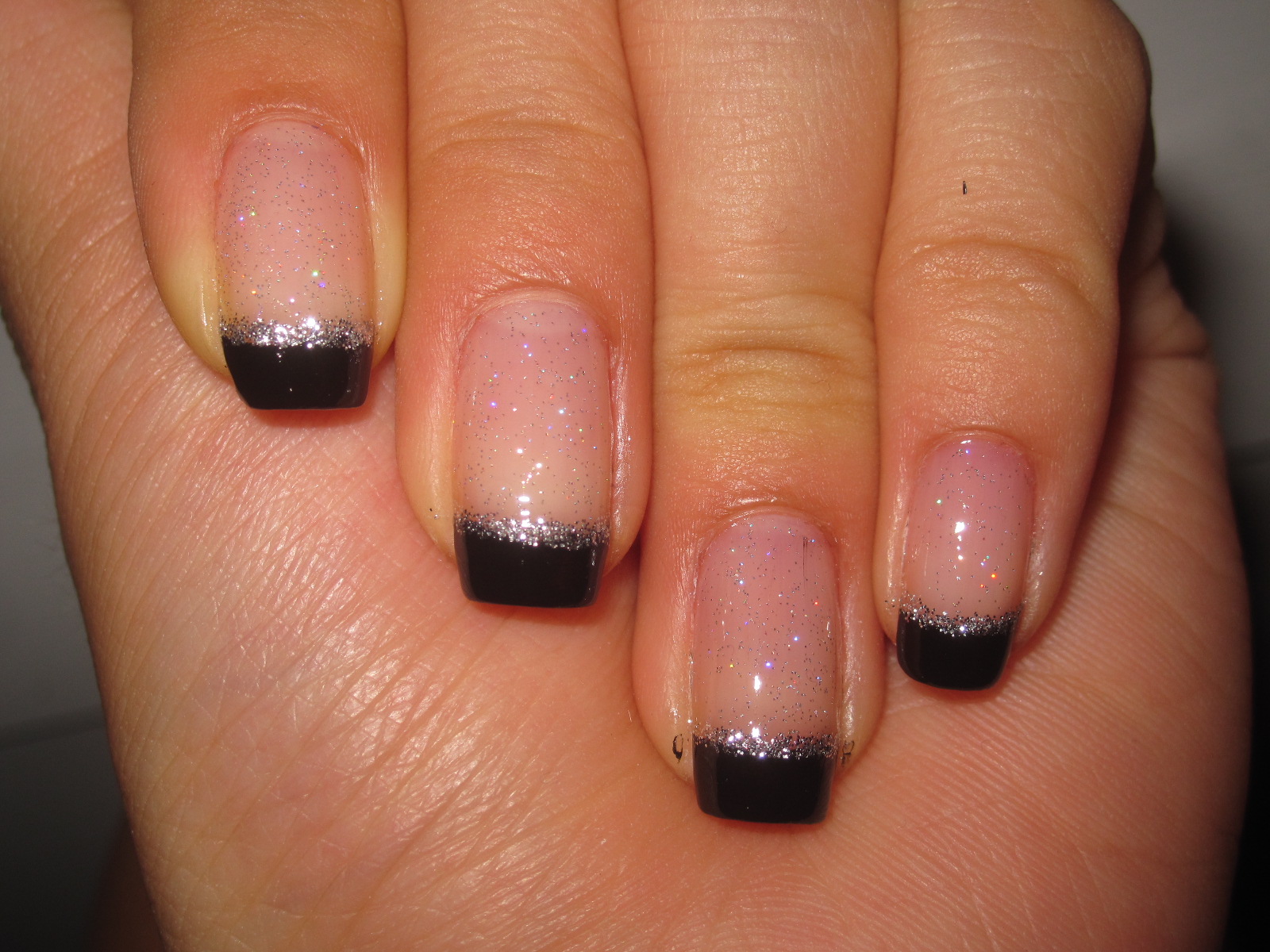 Jelly's Nails Black French Tips with Silver Lining