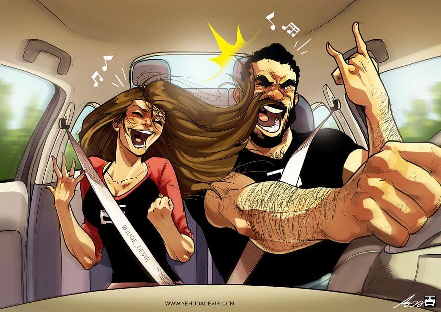15 Artistic Illustrations Depict A Couple's Loving Everyday Moments - Caraoke!