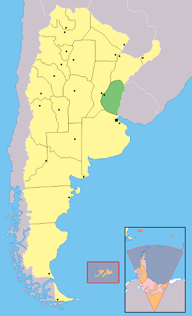 Mapa de localização da província de Entre Rios - Argentina