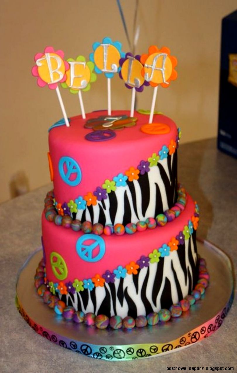 Zebra Print And Peace Sign Cake 2 Tone