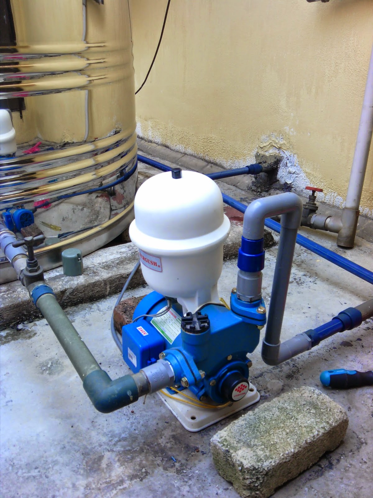 AWNING PAGOLA DAN GRILL PUCHONG MEMASANG SET TANGKI AIR STAINLESS STEEL