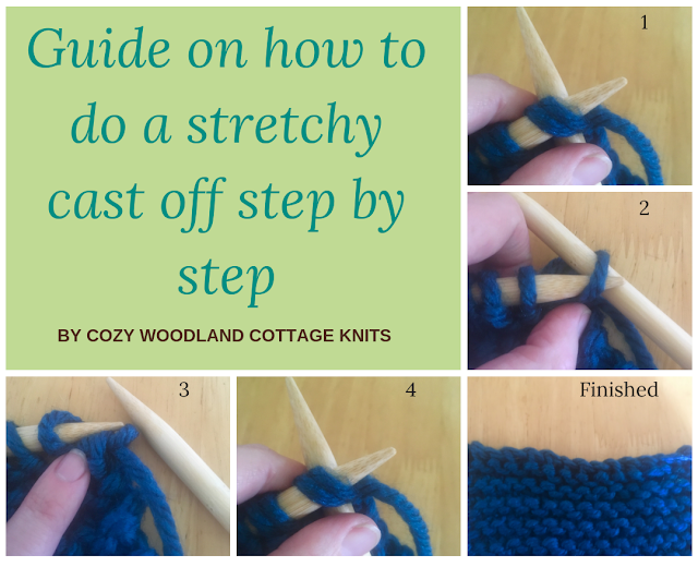 Cozy Woodland Cottage Knits Guide on how to do a stretchy cast off step by step