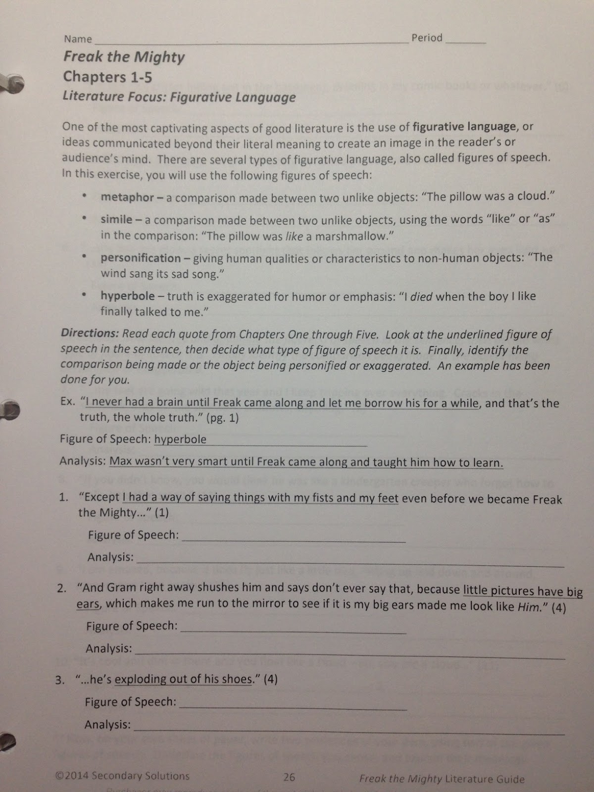 Mr. Trumble’s Blog: Day 10: 9/1916 - Figurative Language & Vocabulary Assessment of ...1200 x 1600