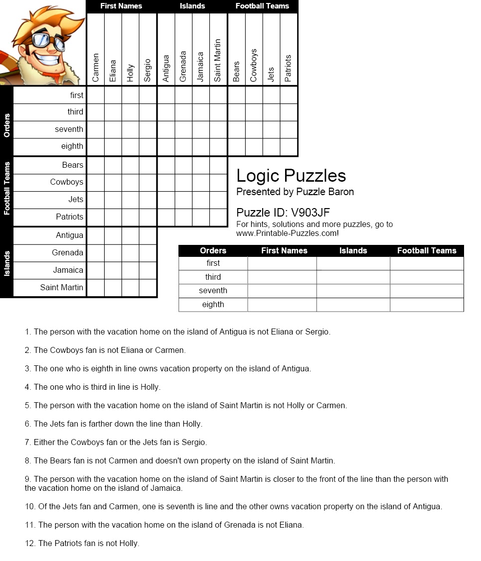 Free Logic Puzzles For Adults Printable
