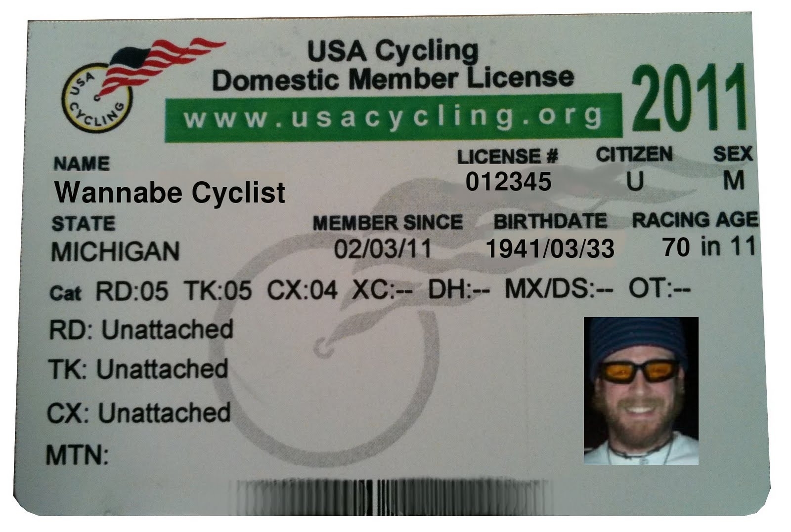 Wannabe Cyclist Blog: U.S.A. Cycling Bicycle Racing License - And